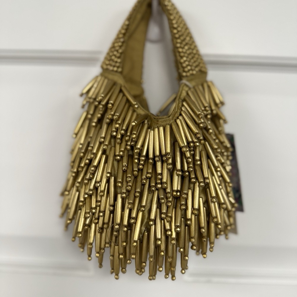 Gold Beaded Evening Bag Made In India Handcrafted Viral **Last One, Flaw Handle